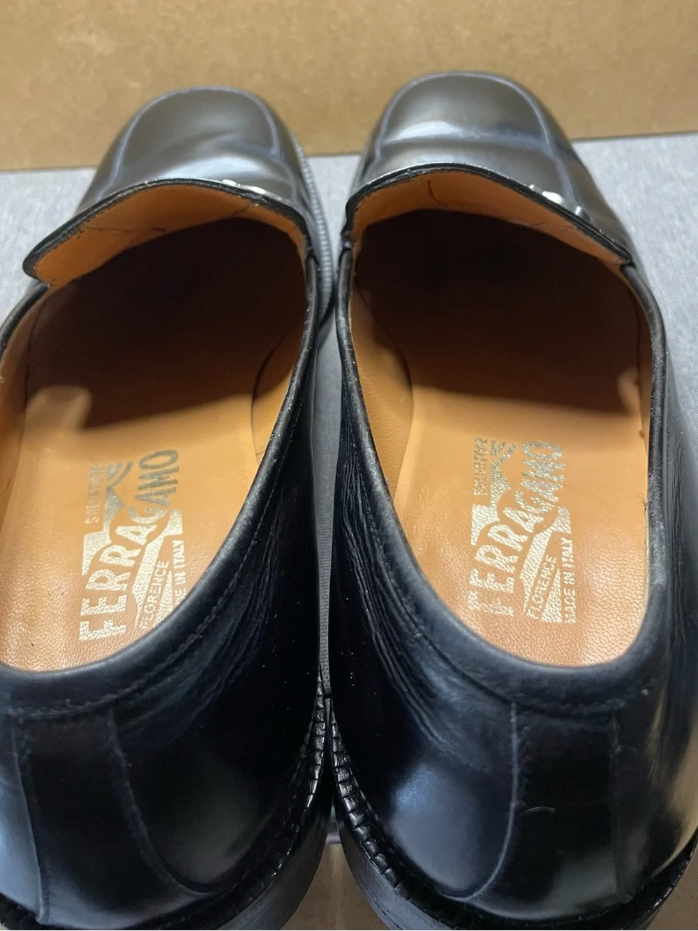 Salvatore Ferragamo Black Leather Gancini Bit Slip-On Loafers